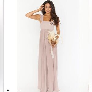 Show Me Your Mumu Xs- June Maxi Dress 
Soft Beige Chiffon color